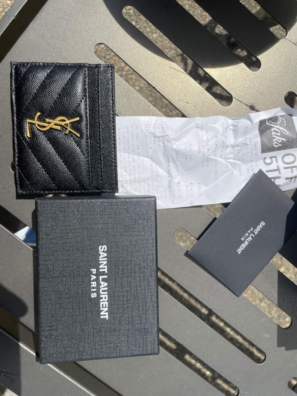 Saint Laurent Black Pebbled Card Holder with Gold YSL Emblem - Picture 5 of 5